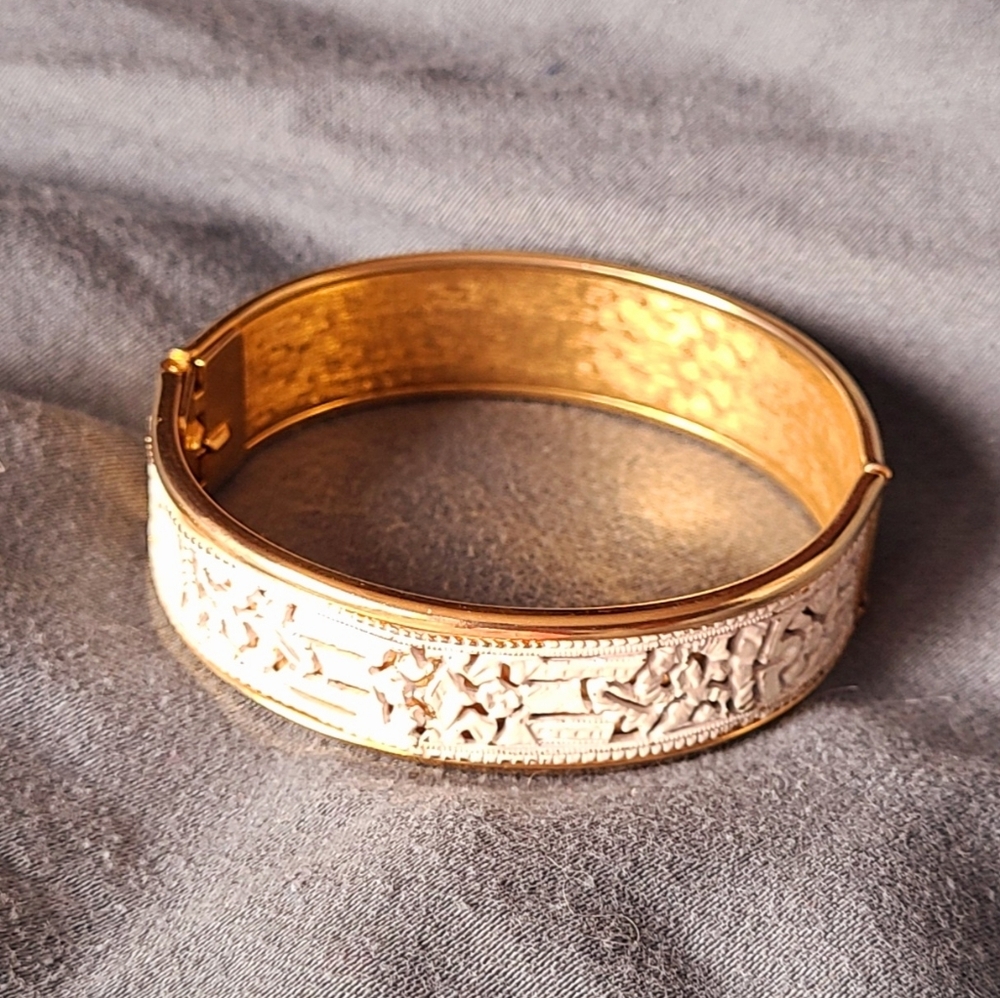 Gold And White Hinge Bracelet